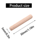 48 Pieces Wood Dowel Pins 5mm By 30mm Fluted Beveled Ends Dowels shown with size dimensions for woodworking