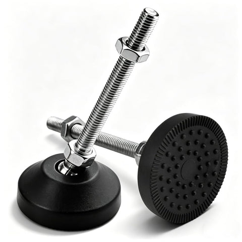 Heavy Duty Adjustable Furniture Levelers With Swivel M8 Thread Feet, Ultra Tough Nylon Base Pads for instant wobble fixes on tables.