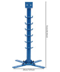 Blue vertical stand with six hooks, 28.3-inch height, 7.87-inch width, shown in full view against a white background.