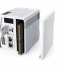 Rugged Industrial PLC Controller With EtherCAT Modbus And Codesys Compatibility For Easy Integration And Rock Solid Automation On The Factory Floor, Plug And Play Ready Control System Built For Continuous Operations, side angle view of ports and connections