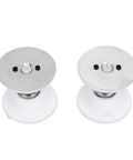 Secure Your RV With This Heavy Duty Magnetic Door Stopper That Holds Strong Travel Doors Shut And Stops Slamming Noise On The Road For Peace Of Mind While Cam핑 Or Driving Toward Your Next Adventure! White and silver magnetic door stoppers for RV, easy installation.