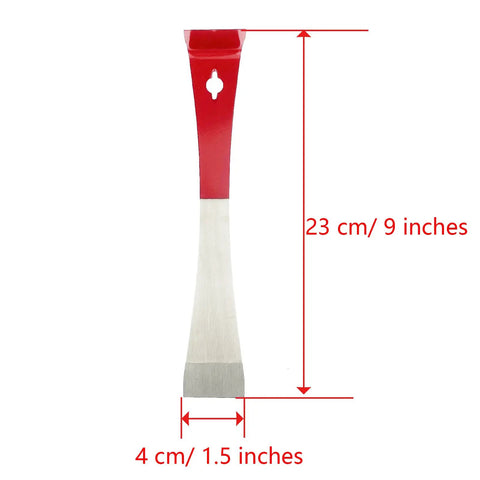 Two Pack Steel Beekeeping Hive Tools Set with J Hook, red steel tool, 23 cm by 4 cm, essential for hive maintenance.