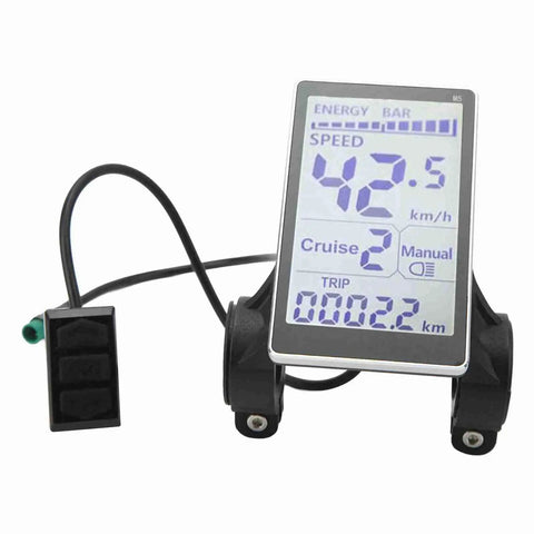 Electric Bike Display Screen Replacement 24V 36V 48V 60V LCD Meter For 31.8mm Or 22.2mm Mount, 5 Pin M5 Electric Bike Screen shown