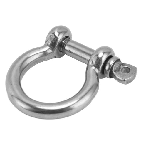 Top Shelf 4Pack 304 Stainless Steel Bow Shackles With Screw Pin D Anchor, Heavy Duty rust proof rigging hardware, close-up view.