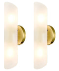Modern Brass Wall Sconces Two Light Cylinders Frosted Glass Vanity Lights For Hallway Bedroom And Staircase ETL Listed Gold Brass Finish