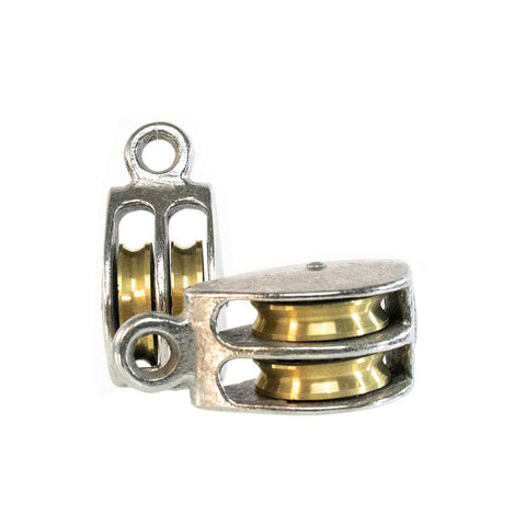 Double Steel Wheel Pulley With Rigid Eye, 2 Inch Sheave Height, Nickel Plated Die Cast Construction, Anti Rust And Wear Resistant