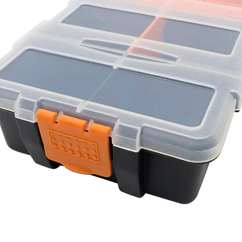 All Purpose Tool Parts Box With Removable Tray And 10 Plus Compartments Plastic Storage Case for nails screws nuts bolts
