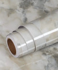 Roll of Extra Wide 36 Inch Marble Contact Paper For Kitchen Countertops Waterproof Peel And Stick Table Top Cover Blue And White Oil Proof Removable Furniture Protection For Counters And Cabinets on marble surface.