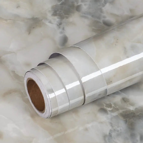 Roll of Extra Wide 36 Inch Marble Contact Paper For Kitchen Countertops Waterproof Peel And Stick Table Top Cover Blue And White Oil Proof Removable Furniture Protection For Counters And Cabinets on marble surface.