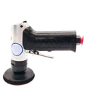 Rugged Pneumatic Sander And Angle Grinder Powered By Compressed Air For Industrial Metalworking Polishing Deburring And Surface Finishing Jobs side view of air tool with black grip and base.