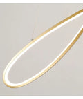 Sturdy Iron Framed LED Pendant Lamp With Smooth Remote Dimming And Warm White Glow pendant light close-up, showcasing gold frame and sleek design.