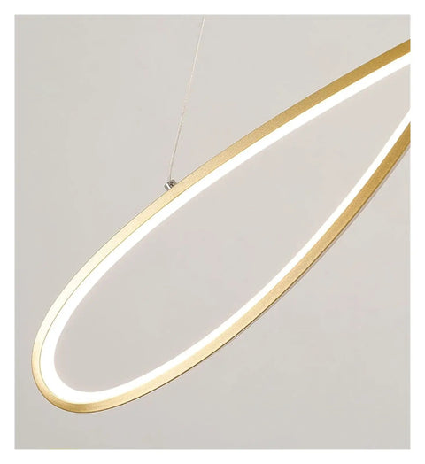 Slick Loft Style Led Pendant Lamp With Hella Bright Eye Friendly Glow For Dining And Kitchen Zones Featuring Durable Baked Iron Build showing stylish oval design in gold.