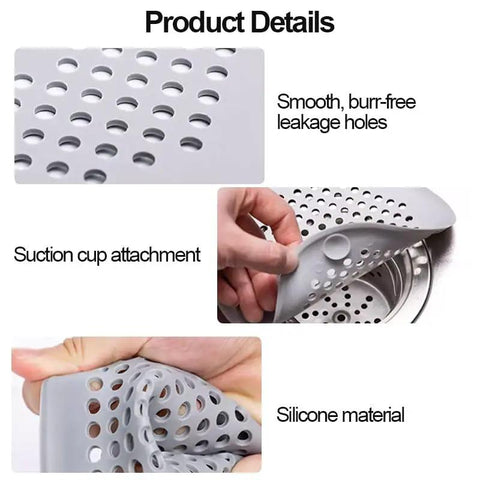 Close-up of Two Pack Shower Drain Hair Catcher With Strong Suction Cups, showcasing smooth silicone material and suction cup attachment.
