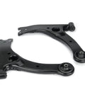 Two black steel front lower control arms with ball joints for Toyota Corolla 2003-2008 and Celica 2000-2005