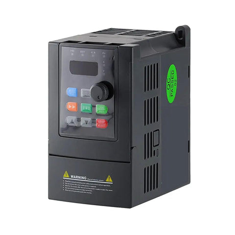 1 HP 220V VFD Single Phase To Three Phase Drive for 3 Phase Motors, 0.75 kW, control panel view, IP20 protection