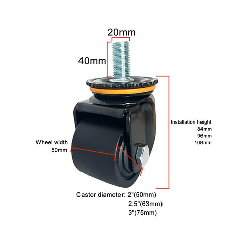 Beefy Heavy Duty Industrial Caster Wheels With Top Plate Swivel And Brakes showing dimensions and features