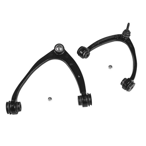 Beefy Front Upper Control Arms With Ball Joints Kit For GM Trucks And SUVs 07 To 16 Silverado 1500 Tahoe Suburban 1500 Avalanche 07 To 15 Sierra 1500 Yukon 07 To 14 Escalade Two Piece Left Right black steel control arms with ball joints