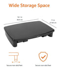 Height Adjustable Monitor Stand Riser With Storage Organizer For Ergonomic Slick Desk Setup Supports Monitors And Laptops Up To 22 Lbs Space Saving Black Finish, dimensions marked in image.