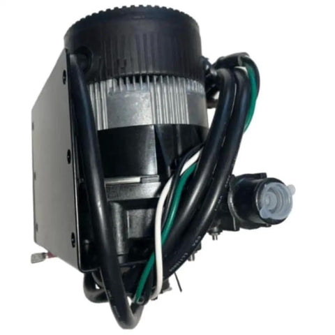 Top Shelf Hot Tub Circulation Pump Straight Up Spa Replacement Motor 230volts With 3 Quarter Inch Barb Connection E10 Mounting Bracket, close-up view.