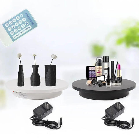 Heavy Duty Motorized Rotating Display Stand With Smooth 360 Degree Turntable For Product Photography And Retail Exhibits Supports Up To 220lbs Loads with product display setup.