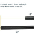 Flexible 4 Inch Dust Collection Hose Extends Up To 36 Inches For Table Saw Drill Press And Woodworking DIY Shop Dust Collection System Left Spiral Design Makes Bends Easy And Snakes Through Tight Spaces Keeping Your Workshop Clean shown extending from 12 to 36 inches