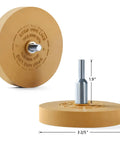 Decal Remover Eraser Wheel 2-Pack With Drill Adapter Kit for Car Emblems, dimensions and rubber material visible
