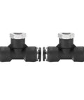 Push To Connect Branch Tee Air Fitting For Three Eighths Inch Tube OD And NPT One Eighth Inch Thread Heavy Duty Pneumatic Brass And PBT Connector