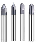 4-pack ASNOMY carbide chamfer end mills with V-groove, 60°/90°, 3-flute CNC milling bits