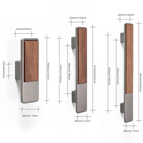 Brushed Nickel Cabinet Hardware With Walnut Wood Inlay Modern Drawer Pulls And Knobs For Kitchen And Bathroom with measurements