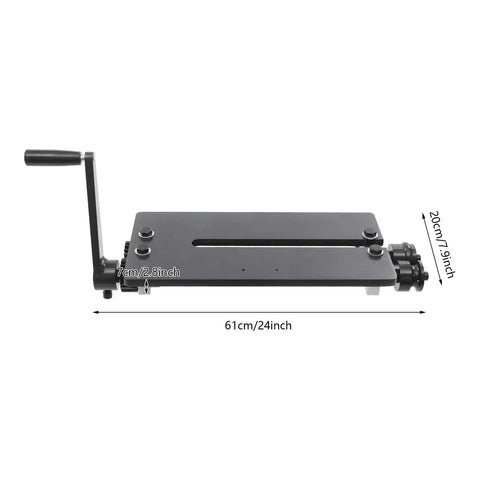 Top view of Manual Bead Roller Kit 12 Inch With 6 Dies Set For Metal Sheets, showing dimensions and manual crank handle.