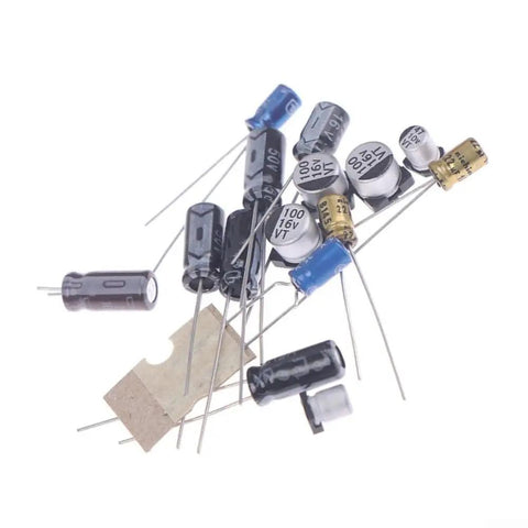 25 Pcs GameGear Capacitor Set For GG Motherboard Replacement, Standard Size Metal Capacitors For Stable Console Repair And Reliable Performance In Industrial Equipment Supplies, assorted electrolytic capacitors on white