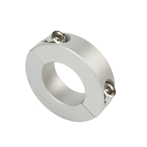 Badass Double Split Shaft Collar Clamp Fits 13 To 30mm Range Anodized Finish Durable Spacers Industrial Mechanics Fixed 20mm Ring Pro Gear For Pros Who Want Killer Parts That Build Strong Never Slip Works Under Loads In Machine Shop Setup, silver split shaft collar clamp