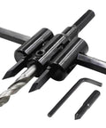 Luomorgo adjustable hole saw circle cutter with drill bits and hex keys for drywall and wood, 1 3/16-12 in range