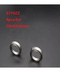 6710ZZ Ball Bearings 50x62x6mm Double Metal Cover shown in package of 4, smooth spin, low friction designed for various machinery uses.