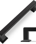 Matte Black Cabinet Pulls 5 Inch 128mm Set Of 10 Durable Alloy Kitchen Cabinet Handles, close-up view of the smooth matte finish design.