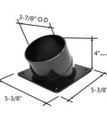 Heavy Duty 4 Inch Abs Dust Port Connector For Band Saw And Jointer With Four Pre Drilled Mounting Holes, angled view with dimensions.