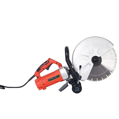 Heavy Duty 3000W Electric Concrete Saw Featuring Wet And Dry Cutting Modes With Water Line Hose for masonry and stone projects.