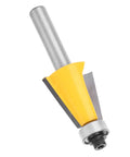 Fabater 8mm Chamfer Router Bit with Bearing, Perfect For Woodworking Bevel Edging Milling Cutter On MDF Solid Wood And Particleboard At 15 Degree Angle With YG6 Alloy Trimming Tool, showing the sharp YG6 alloy blade.