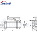 Aubalasti 400W AC servo motor kit 60ST-M01330 side view line drawing with mounting flange and cables.