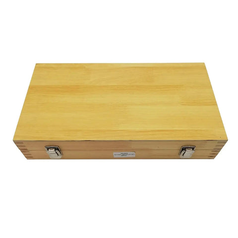 Wooden case for 22 Piece Pro Grade Keyway Broach Set For HSS Broaching Tools, Metric Range 12 To 30, Includes Bushing Shim Kit For Precise Cuts