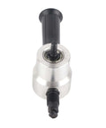 Pro Grade Double Head Metal Nibbler Cutter for Sheet Metal, aluminum body, top view showing drill compatibility