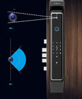 Heavy Duty Smart Door Lock With Fingerprint Scanner And Video Intercom visual monitor close-up with keypad and camera features.