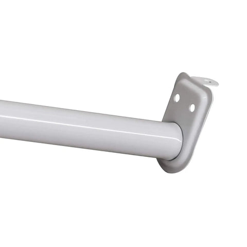Adjustable Closet Rod 48 To 72 Inches White, Heavy Duty Steel Construction, Easy Install bracket end view