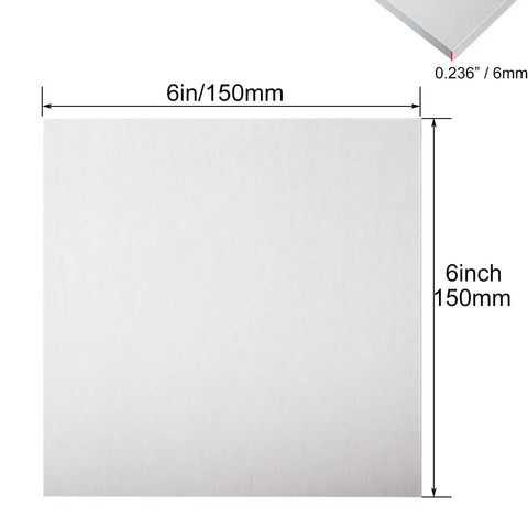 Two Pack 6x6 Aluminum Sheet Metal 0.236 Inch Thick 6061 T6 Flat Plate Polished and Deburred for DIY Projects, Fabrication, and Home Repairs