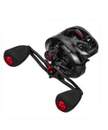 Offshore Fishing Reel 2000 Type With Magnetic Brake System And Anti Explosion Line, Ultra Comfortable Grip, Lightweight Throw, black and red design.