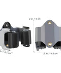 Heavy Duty Wall Mounted Mop Broom Holder Rack Set Of 10 Clips with dimensions, gray iron and plastic, easy-release grip