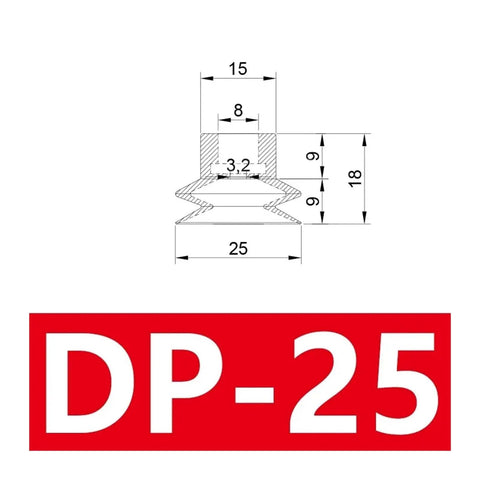 Diagram of Heavy Duty Pneumatic Suction Cup Big Head With Silicone Nozzle 8mm Mounting Hole Double Layer Injection Molding dimensions