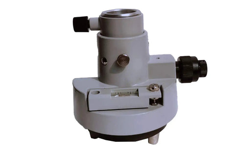 Close-up of Laser Plummet Tribrach Adapter For Surveying And Leveling With 3 Prong Forced Centering and 8 Minute Vial