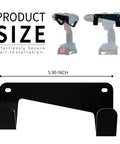 Beefed Up Heavy Duty Drill Holder Wall Mount Universal Cordless Drill Dock 2 Pack Tool Organizer shown with dimensions