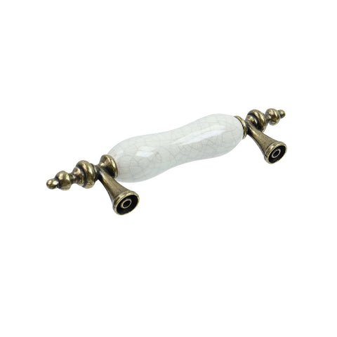 4 Pcs Ceramic Cabinet Pulls Antique Drawer Knobs Hardware For Dresser, Door, And Cupboard, 3.07 Inch Center, antique brass finish